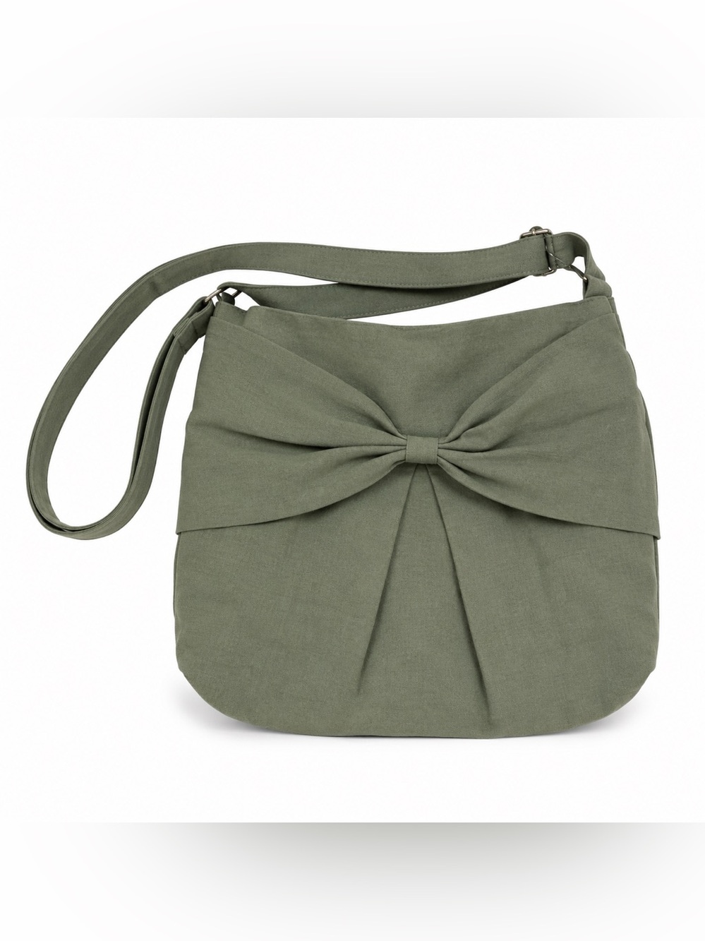 Tippy Thai Crossbody Shoulder Bag with Bow Accent - Green